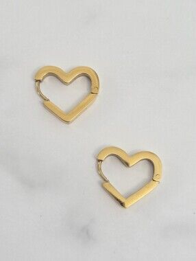 ​Gold Heart Hoop Earrings Small Huggie Style Minimalist Jewelry